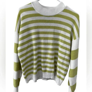 Anthropologie‎ Sweater, Size Small, Stripe Detail, Green, Casual, Crew Neck